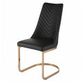 Black PU Chair with Rose Gold Legs, Set of 4 P878