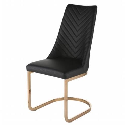 Black PU Chair with Rose Gold Legs, Set of 4 P878