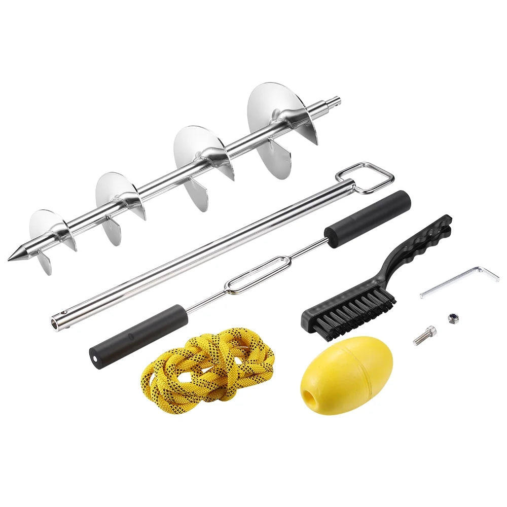 34in 316 Stainless Steel Marine Sand Anchor with Cable and Cleaning Brush A509