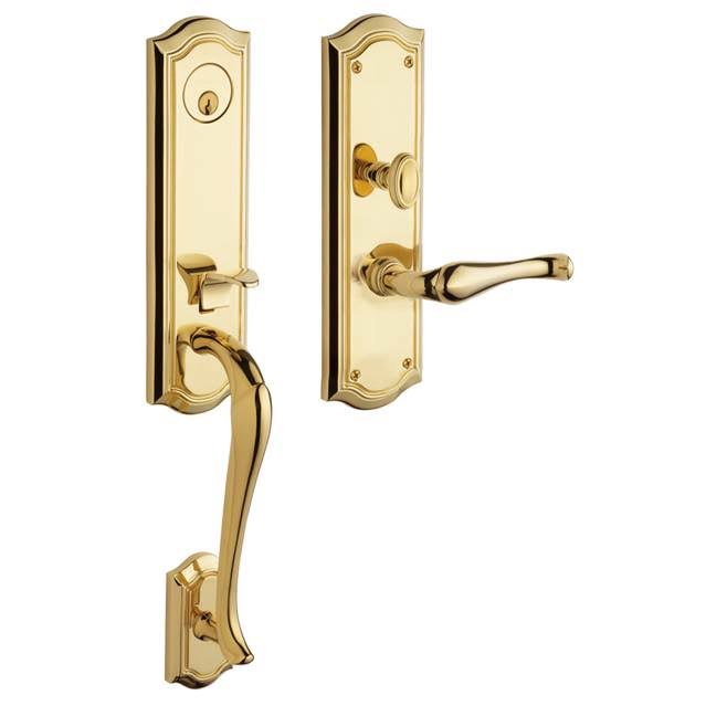 Satin Brass and Black Left Hand Single Cylinder Mortise Entry Handleset W72123