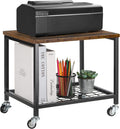 Rustic Brown and Black 2 Tier Printer Stand with Lockable Casters K127