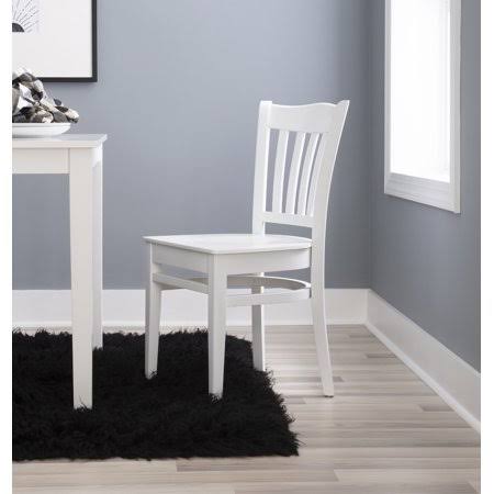 Solid Wood Slat Back Dining Chair, Set of 2, White Finish S7483