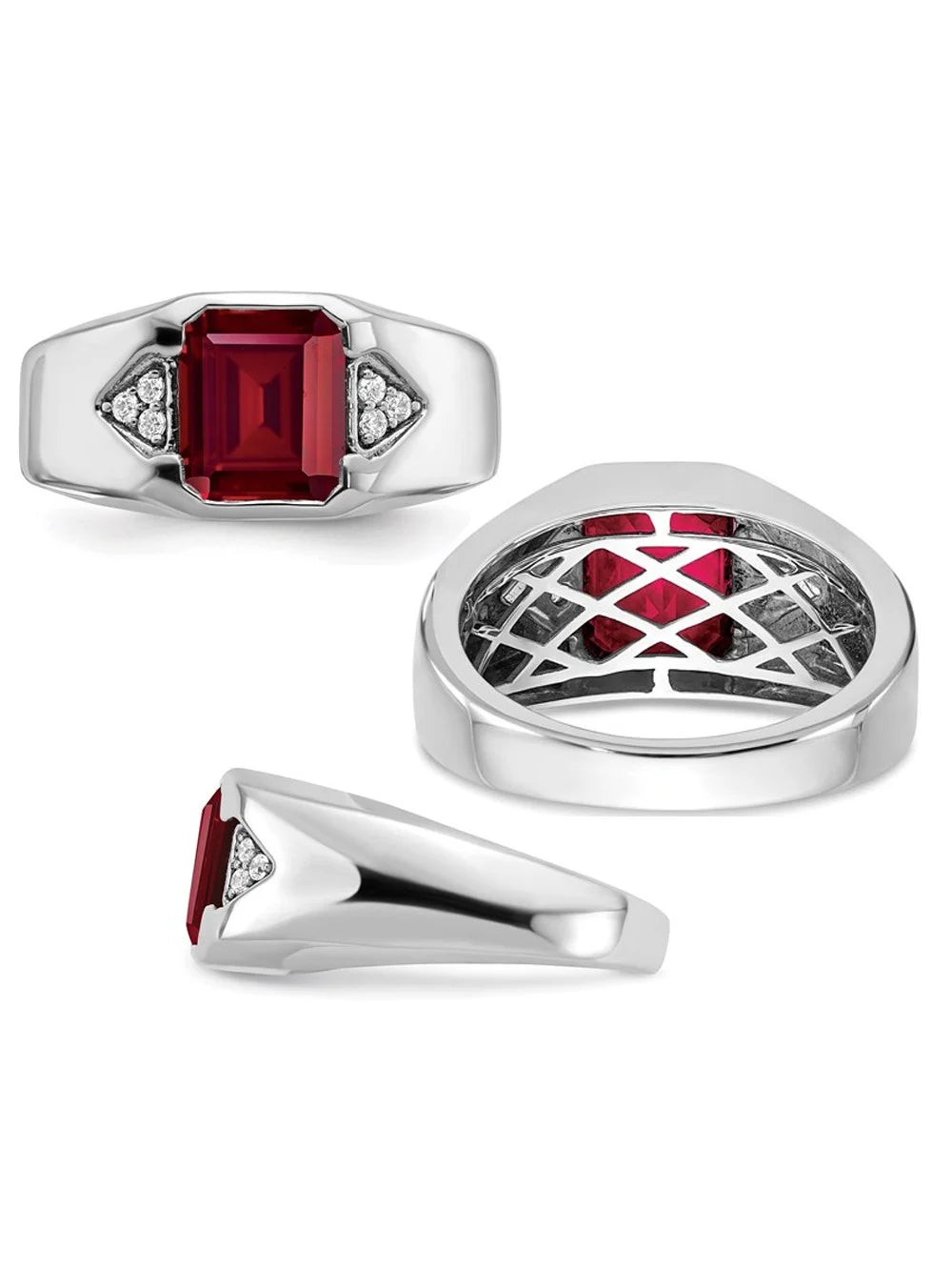 14K White Gold Ruby Ring with Diamonds D698