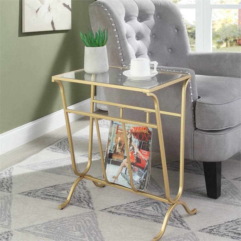 Gold Glass Top Accent Table S114
