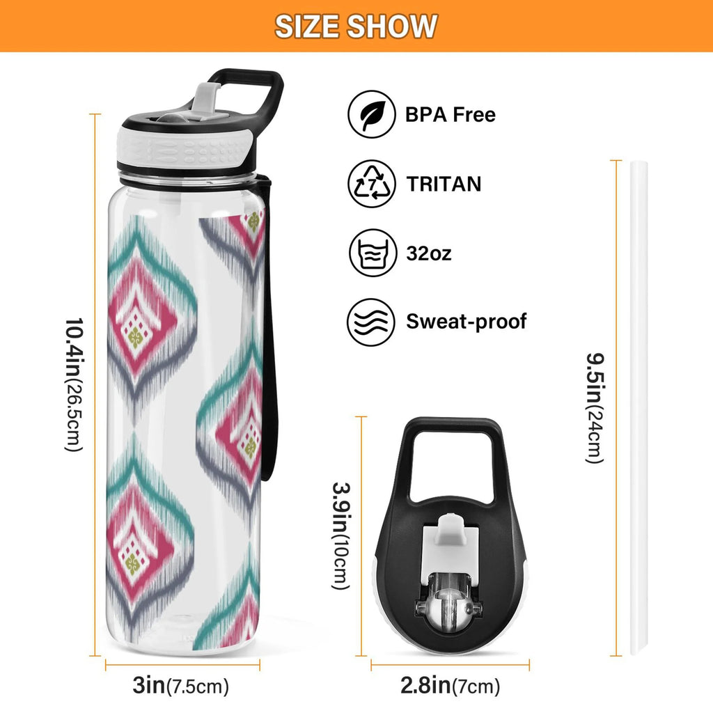 Clear 32oz Tritan Sports Water Bottle with Straw C385