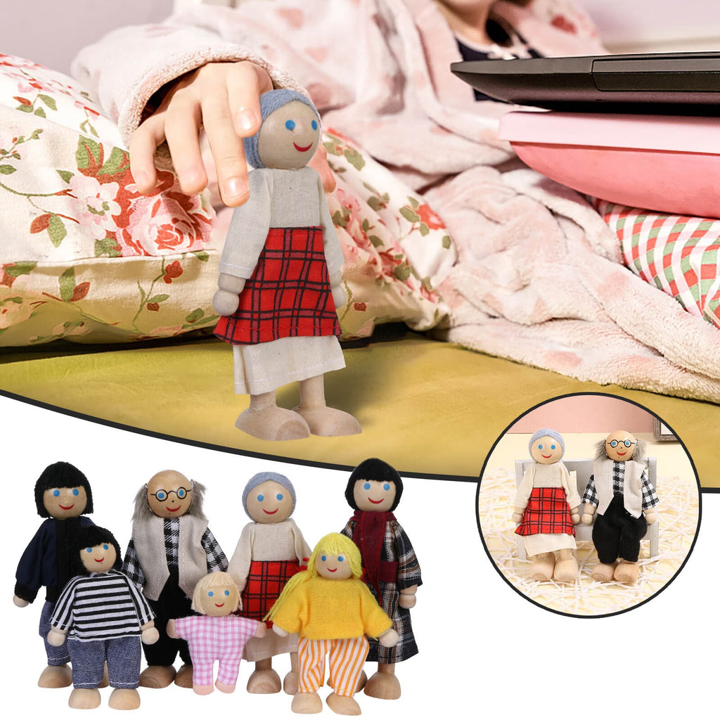 Wooden Dolls Family Playset Set of 7 X390