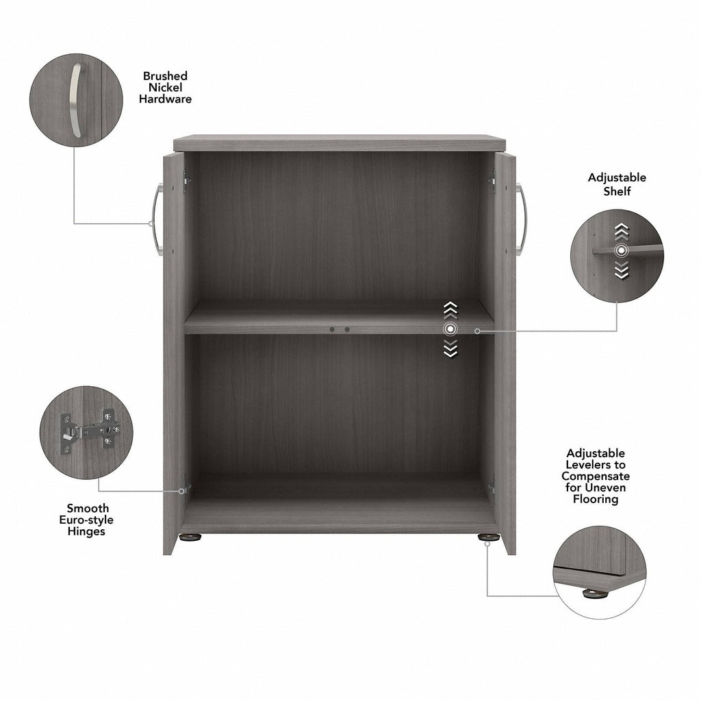 White Floor Storage Cabinet with Doors and Shelves R80519