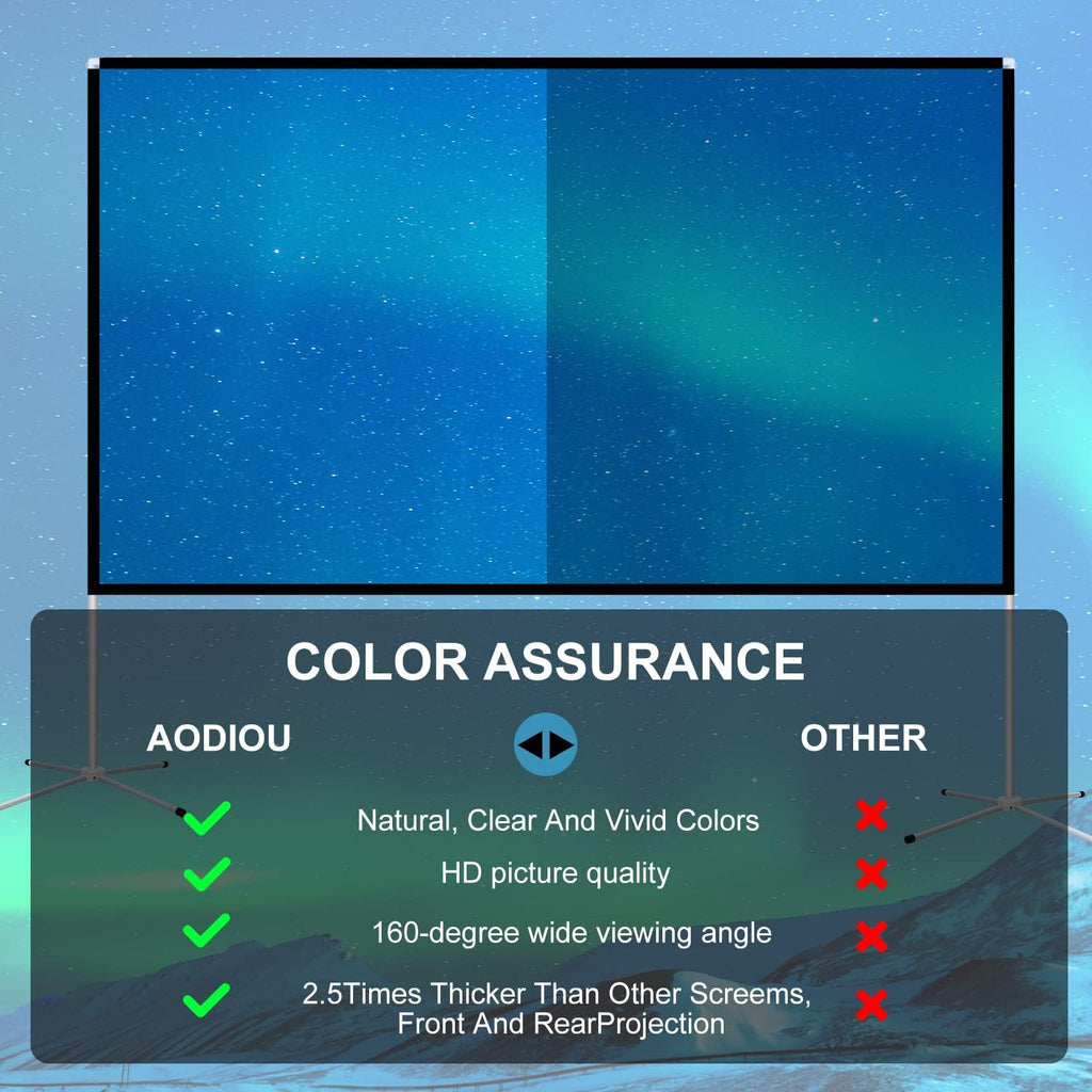 100 Inch 16:9 Portable Projector Screen with Stand and Carry Bag A313