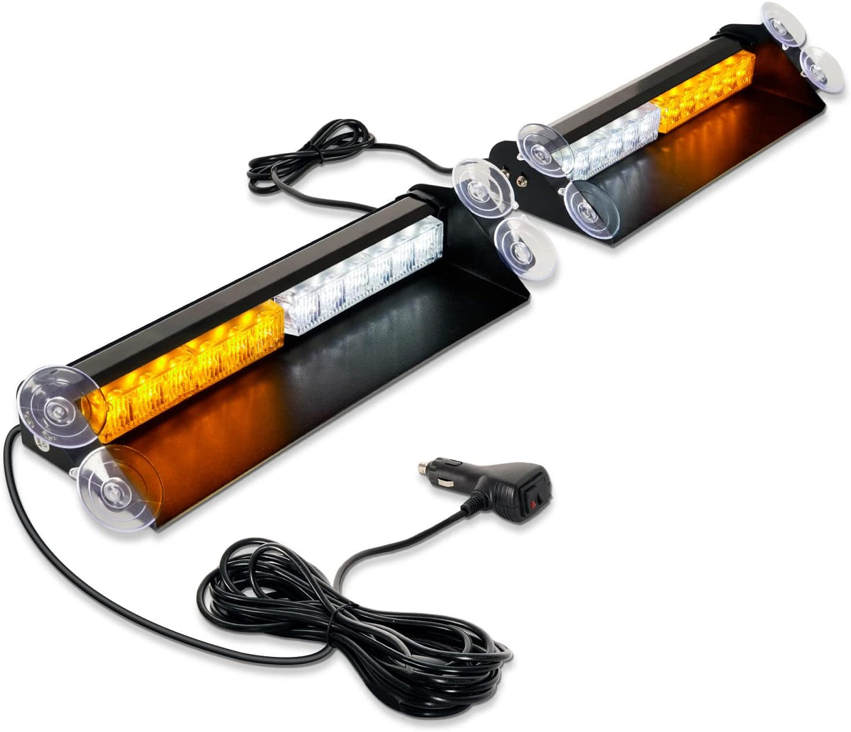 2 in 1 Dash Strobe Lights 2x14 inch 24LED Safety Hazard Warning Lights Pack of 2 R954963