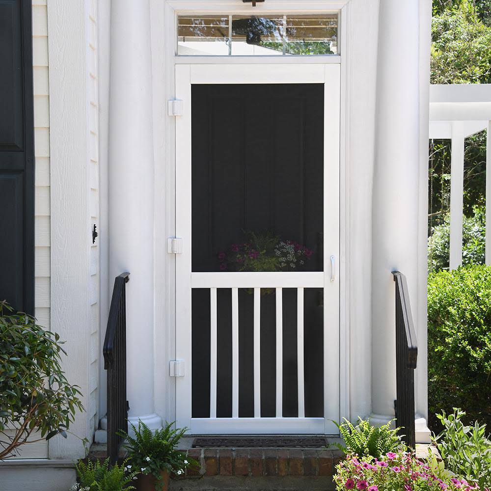 Solid Vinyl White 5-Bar Screen Door C248