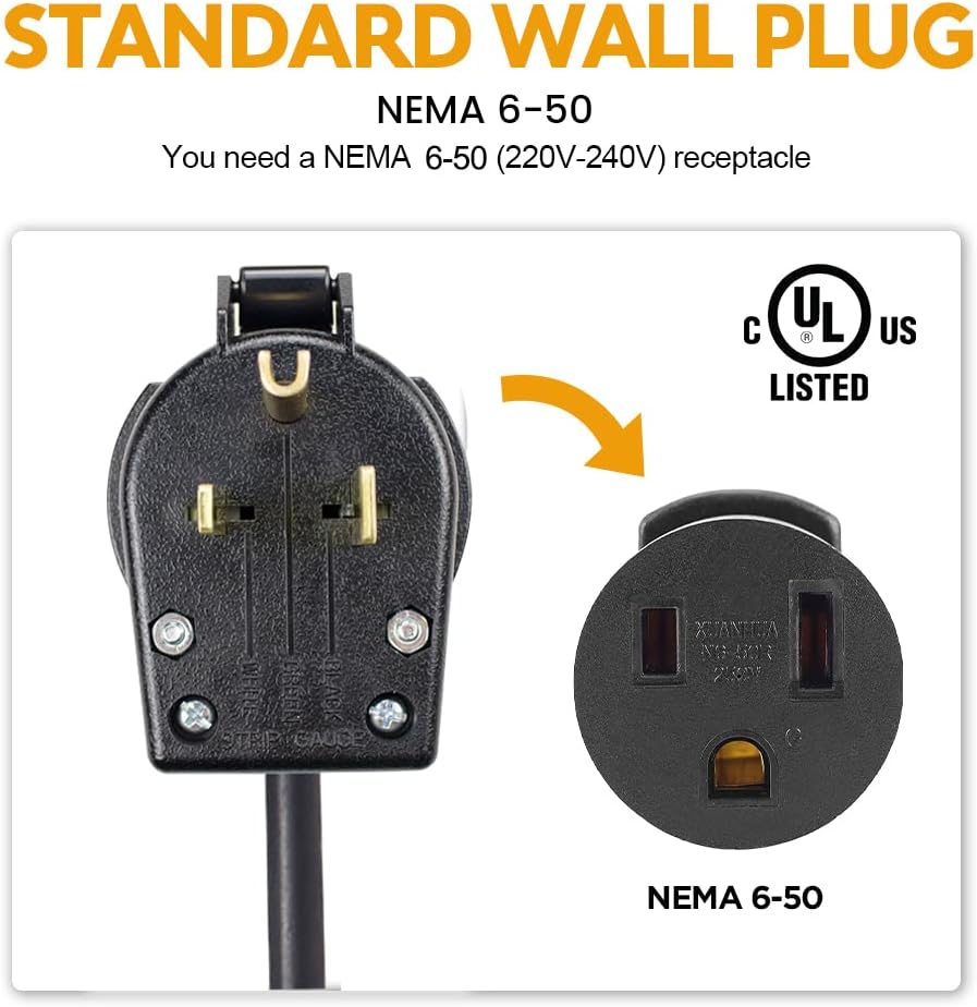 Level 2 EV Charger 40 Amp with NEMA 6-50 Plug 20 feet Cord 240V J1772 Charging Cable L218