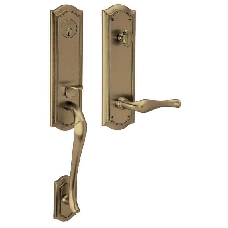 Satin Brass and Black Left Hand Single Cylinder Mortise Entry Handleset W72123
