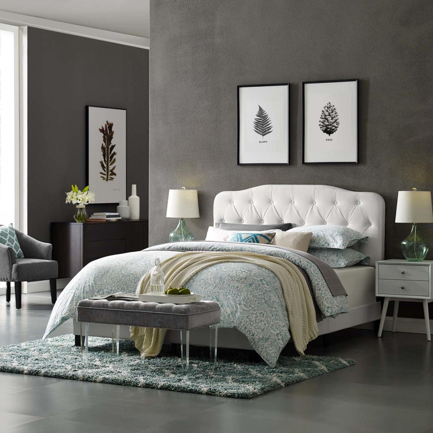 Twin Faux Leather Bed in White Finish G756810