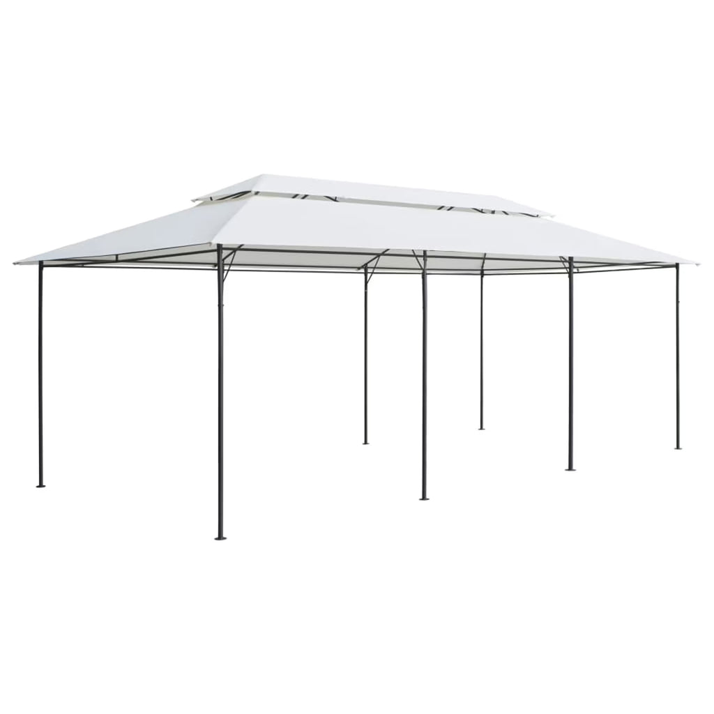 White Steel Frame Party Tent Gazebo Canopy Sun Shade Shelter 236.2 x 117.3 x 106.3 Inches I599031