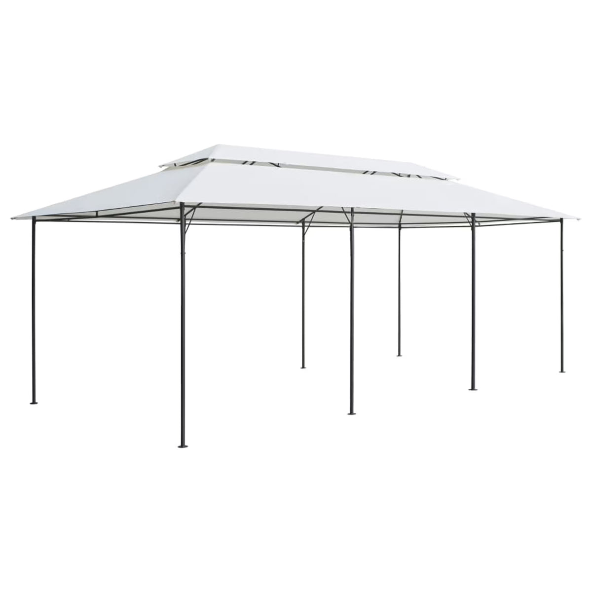 White Steel Frame Party Tent Gazebo Canopy Sun Shade Shelter 236.2 x 117.3 x 106.3 Inches I599031