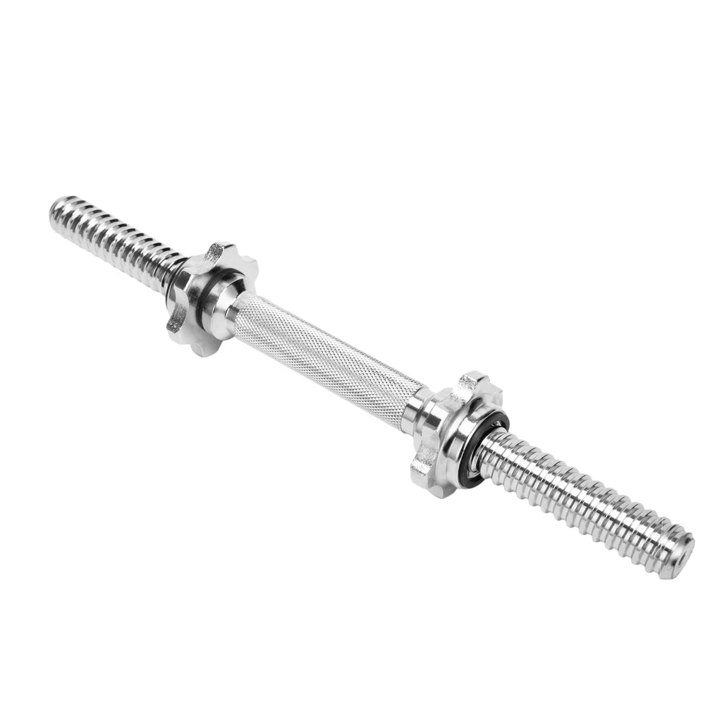 20" Solid Stainless Steel Chrome Threaded Dumbbell Bars with Spinlock Collars C6079