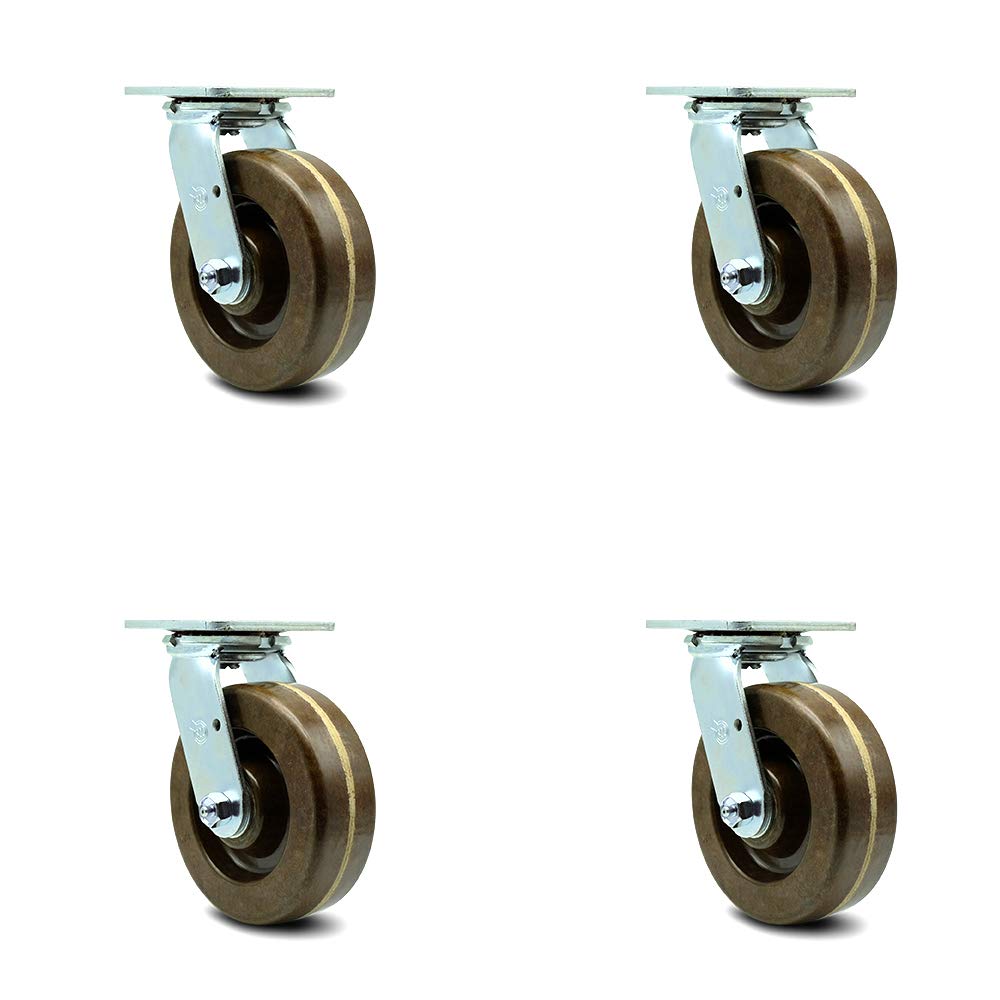 5" x 2" Brown Wheel Swivel Top Plate Caster, Pack of 2 I653