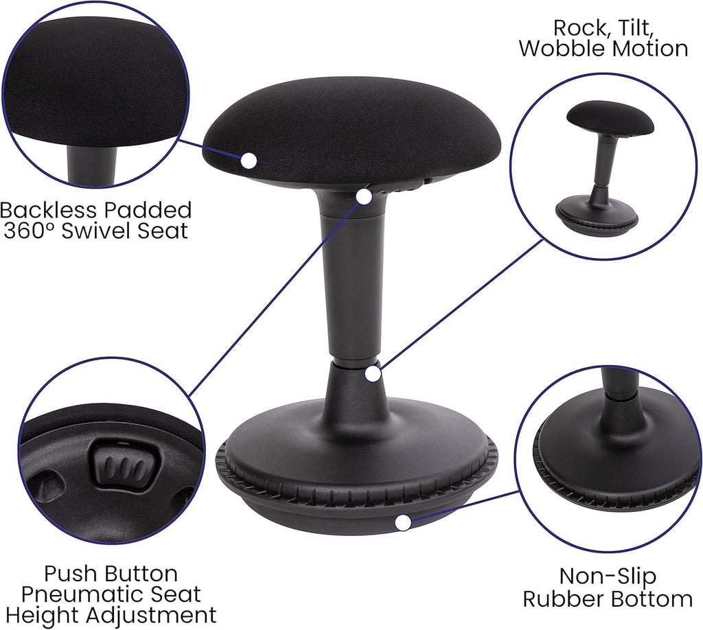 Black Push Button Height Adjustable Collaborative Stool F37878