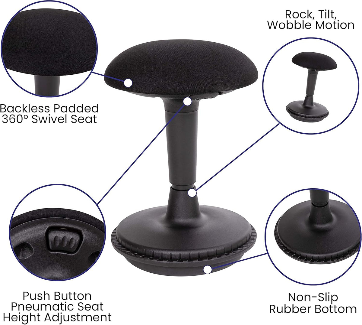 Black Push Button Height Adjustable Collaborative Stool F37878