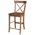 Distressed Oak X-Back Counter Height Stool N48308