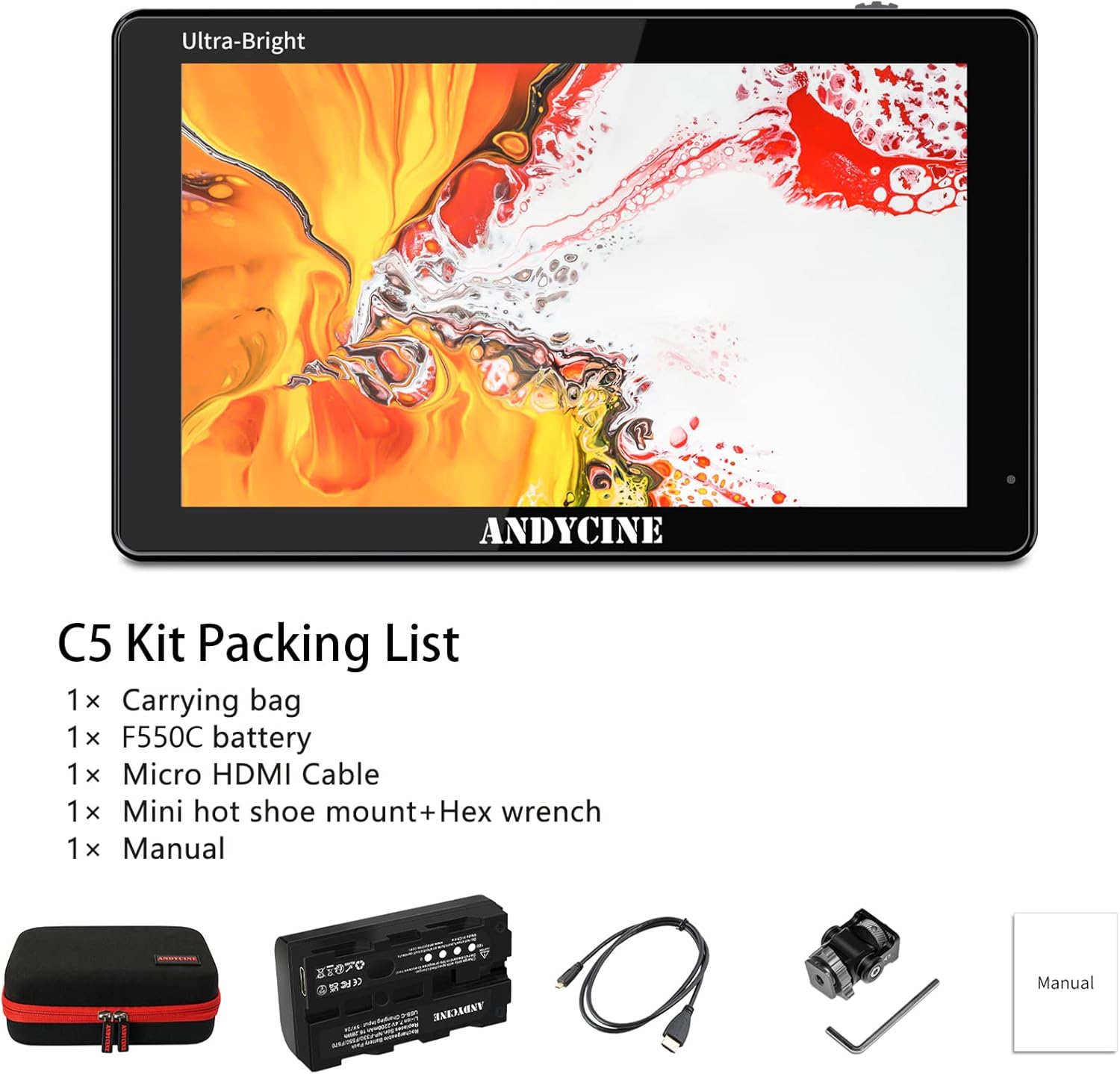 5.5 Inch Touchscreen Camera Field Monitor with Battery and Charger T282