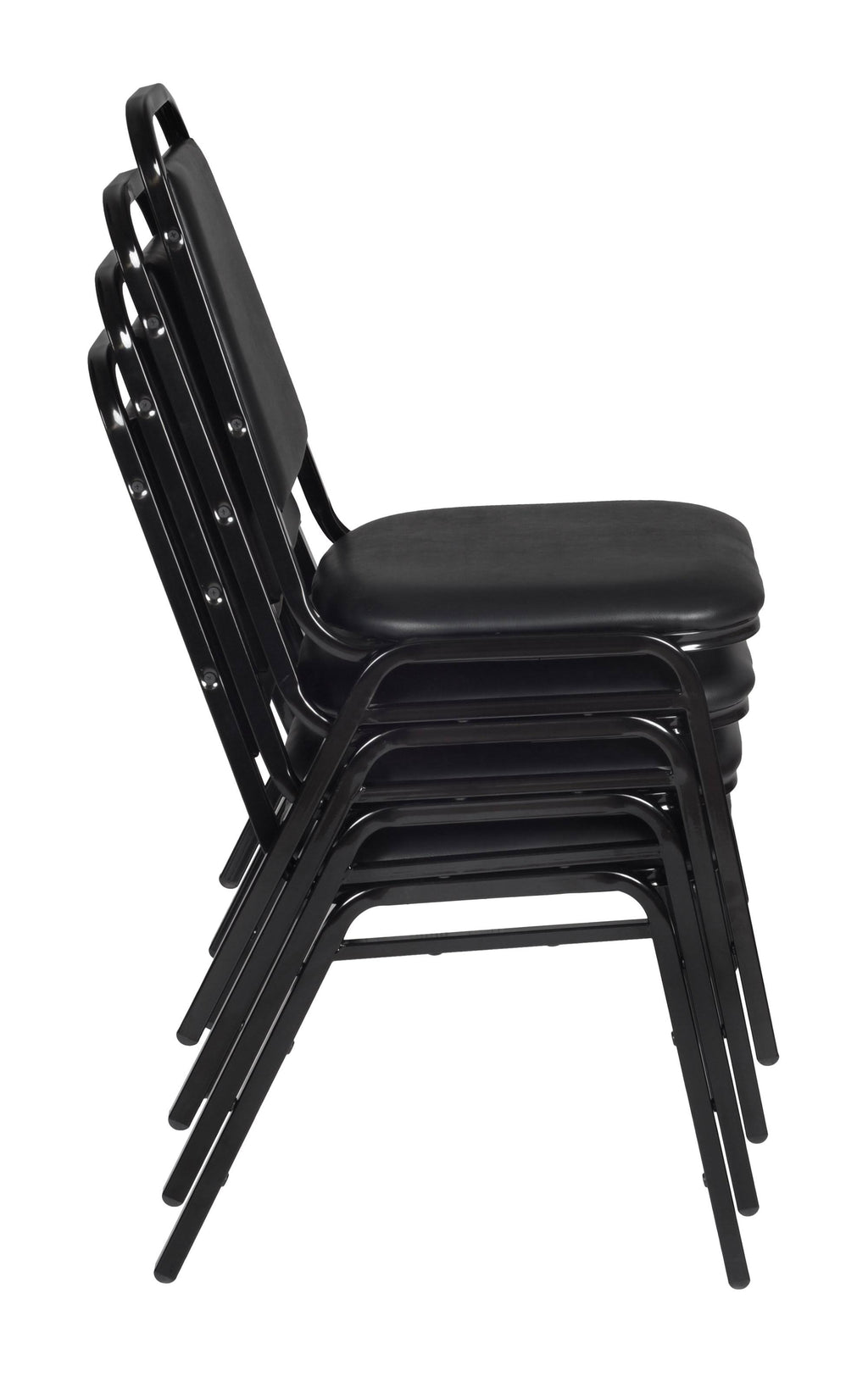 Mahogany Square Breakroom Table and 4 Black Restaurant Stack Chairs X102