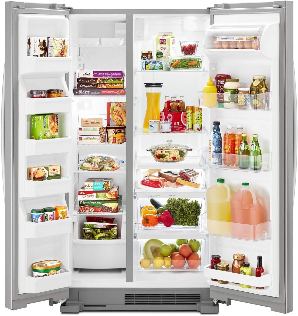 36 Side-by-Side Refrigerator and Freezer with 25 Cubic Ft. Total Capacity, Stainless Steel M428