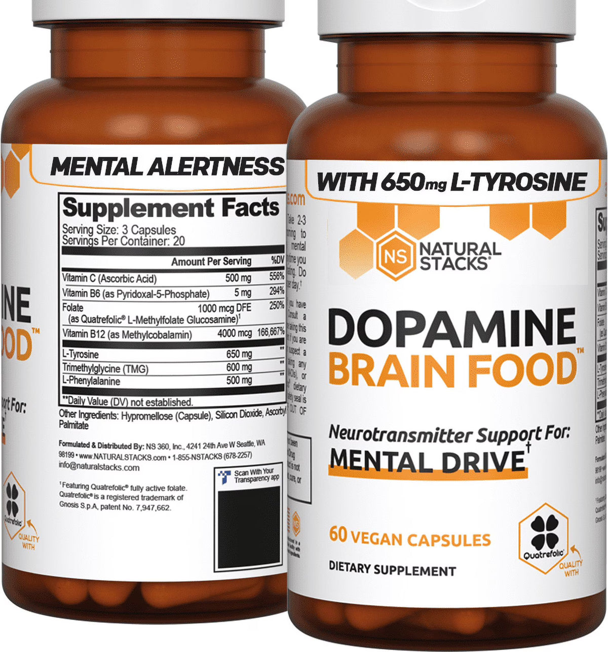 Dopamine Focus Supplement with L-Tyrosine, 60 Capsules O36965