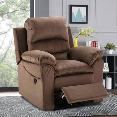 Brown 100% Polyester Power Recliner with Massager T7718