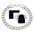 Rhodium Plated Flat Curb Chain Bracelet, 8 inches A648173