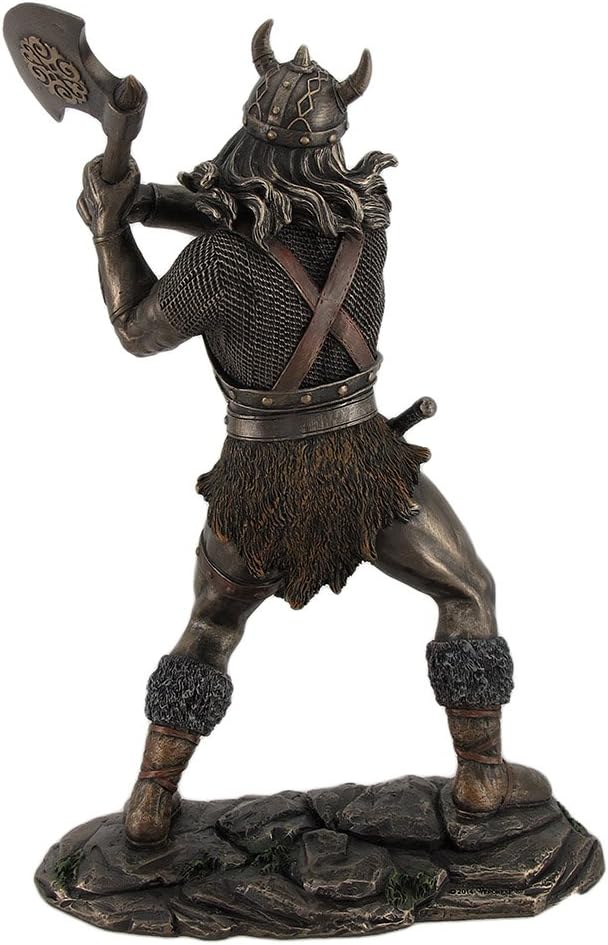 11.25 Tall Viking Axe Warrior Battle Stance Cold Cast Resin Antique Bronze Finish Pack of 2 M85438