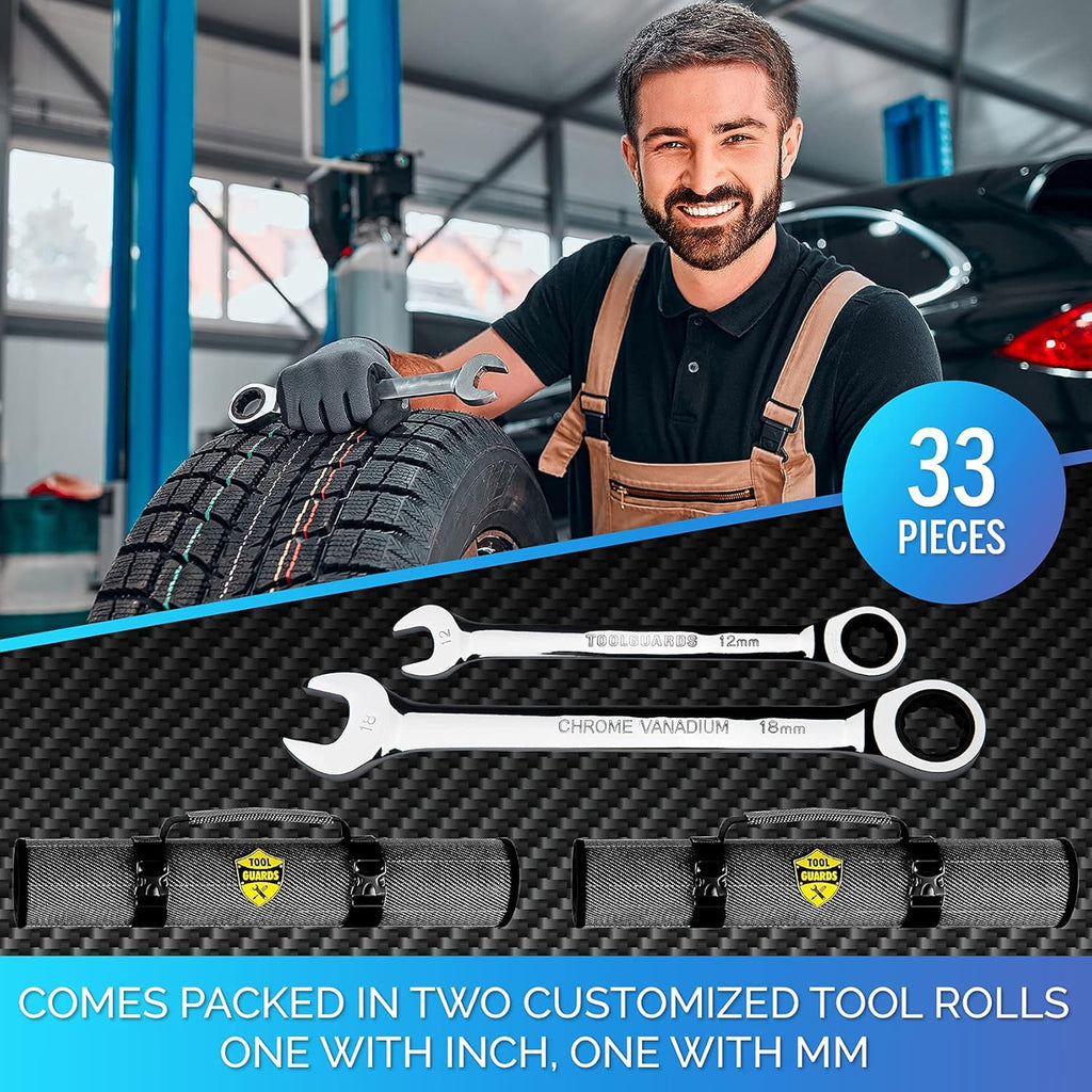 33pcs Ratcheting Wrench Set Metric and Standard T822