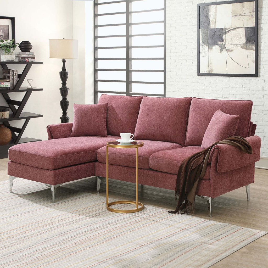 Modern Convertible Sectional Sofa with Reversible Chaise Lounge Espresso E6162