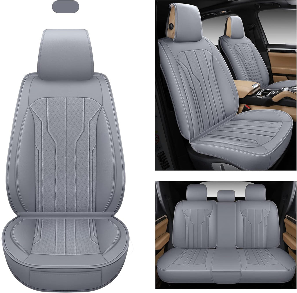 Gray Leatherette Car Seat Covers for Cars SUV Pick-up Truck, Front Pair C846934