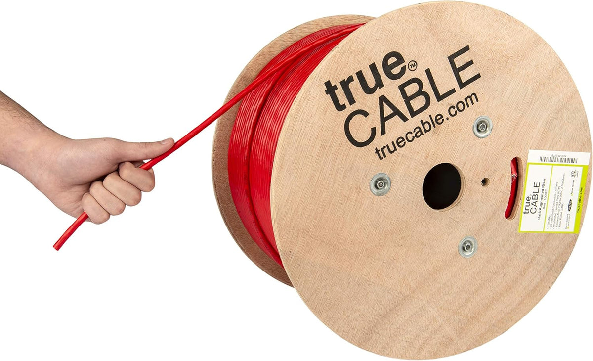 Cat6A Riser 1000ft Black 23AWG 4 Pair Solid Bare Copper 750MHz UTP Bulk Ethernet Cable M161