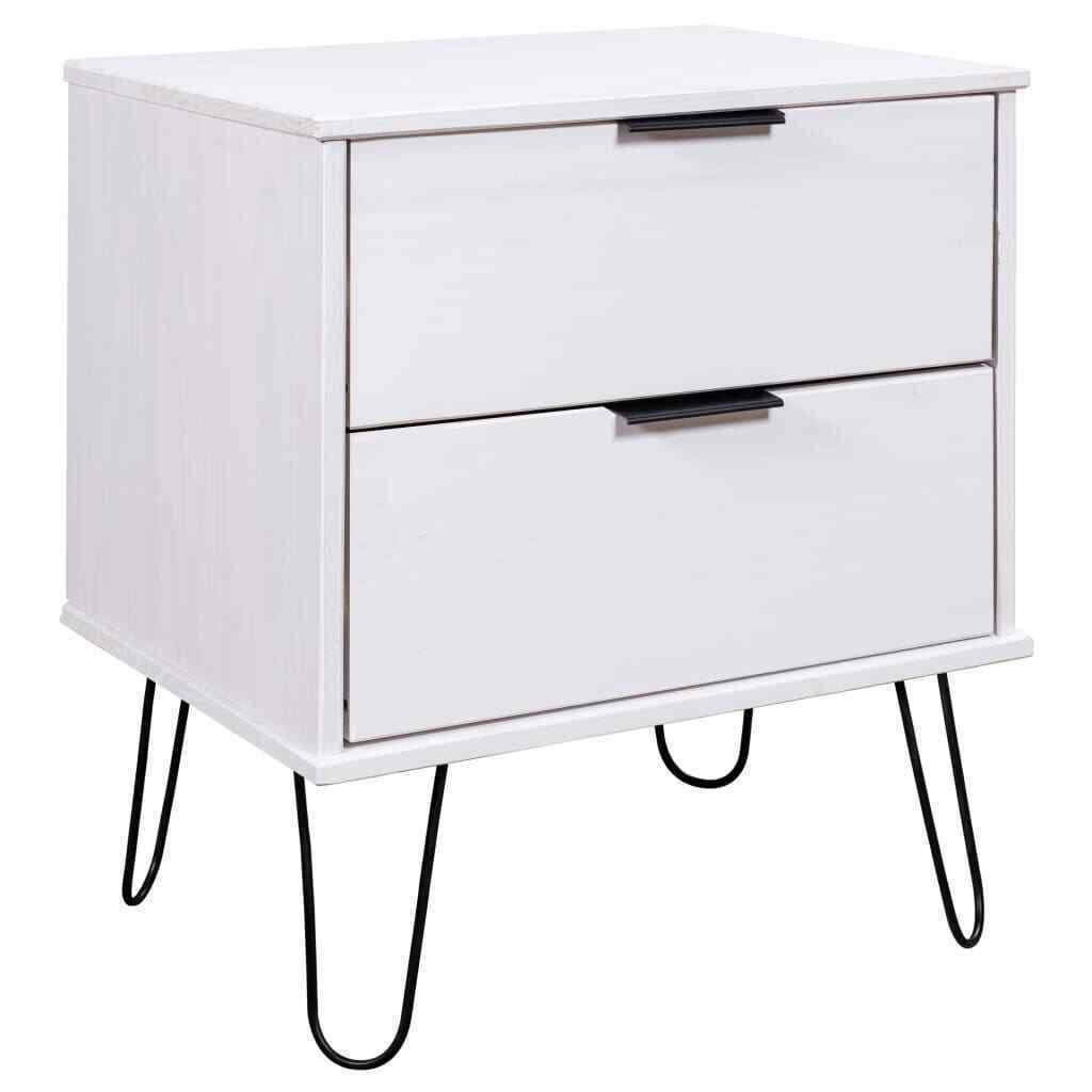 White Solid Pine Wood Bedside Cabinet C53019