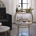 White Marble Round Bar Cart M7658