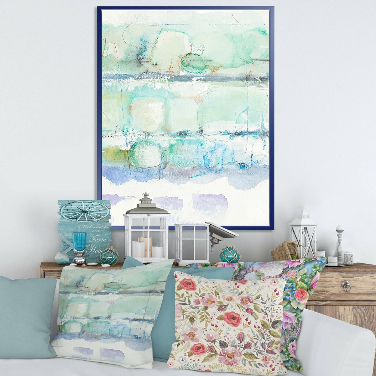 Geometric Framed Canvas - 34 in. Wide x 44 in. High - White K6444