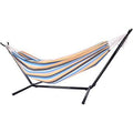 Blue/Yellow/Tan Double Hammock with Stand H909