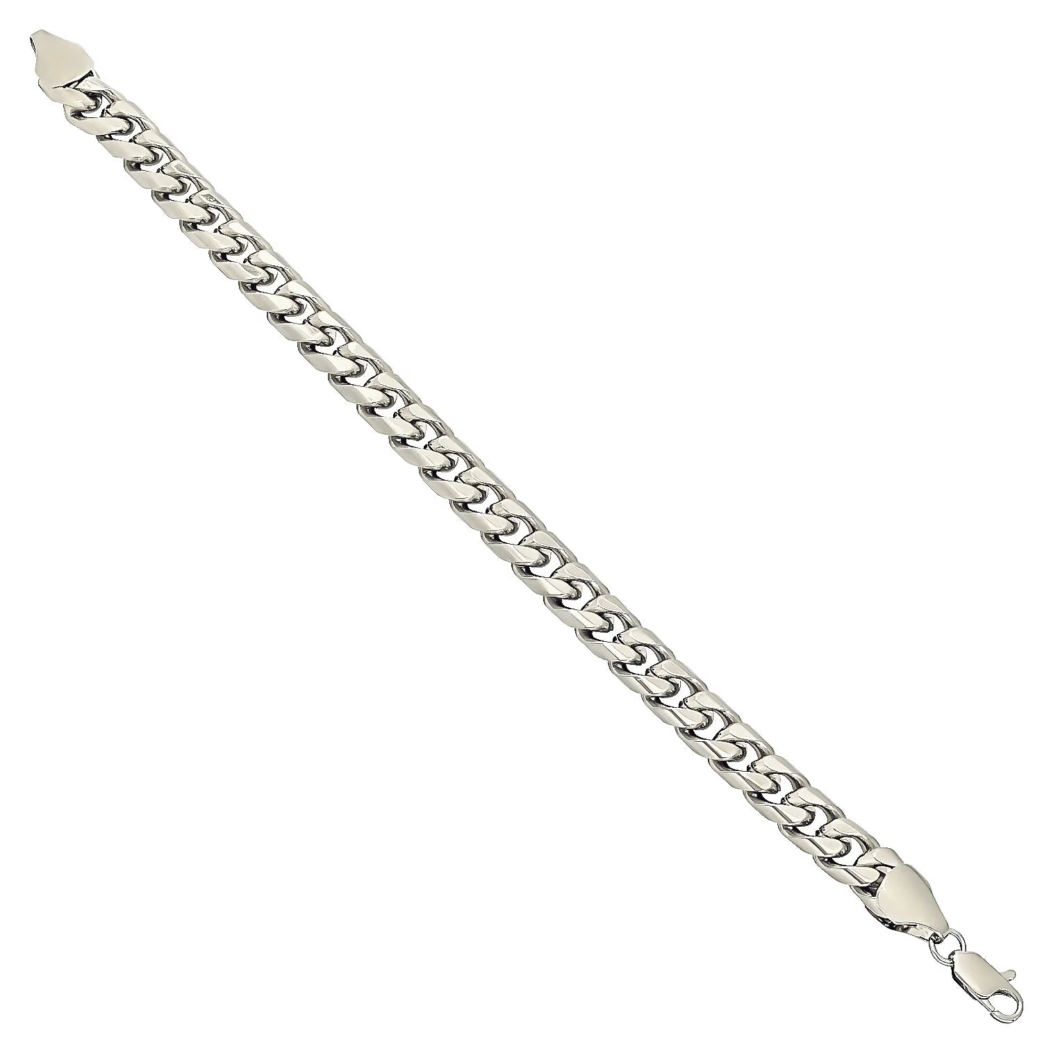 Rhodium Plated Flat Curb Chain Bracelet, 8 inches A648173