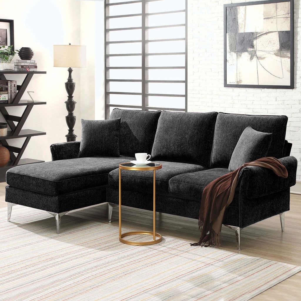 Modern Convertible Sectional Sofa with Reversible Chaise Lounge Espresso E6162