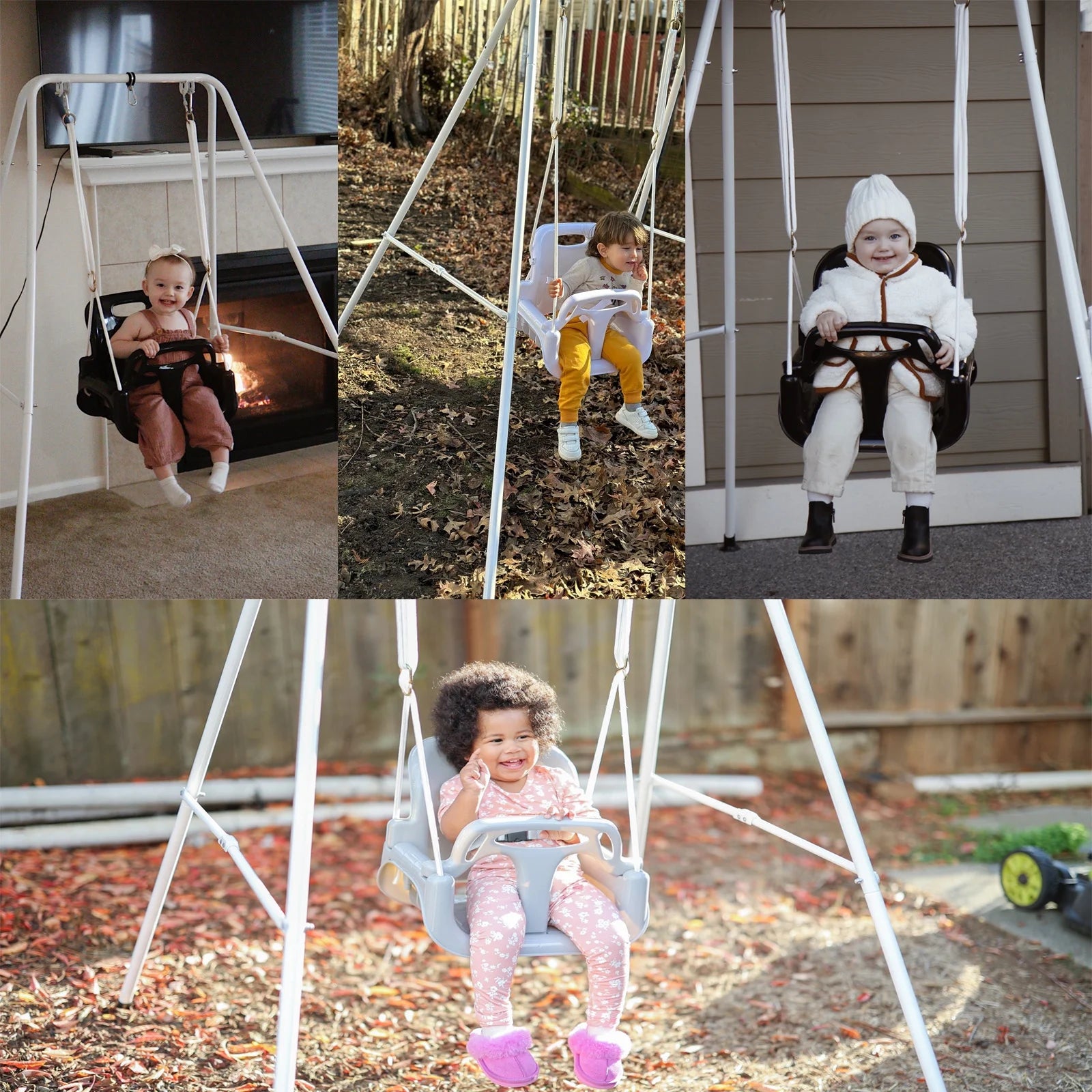 White Foldable Toddler Swing Set E120