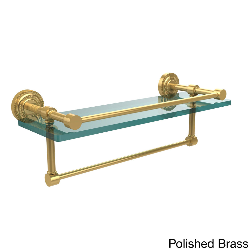 Polished Brass Gallery Glass Shelf with Towel Bar - 16 inch D336270
