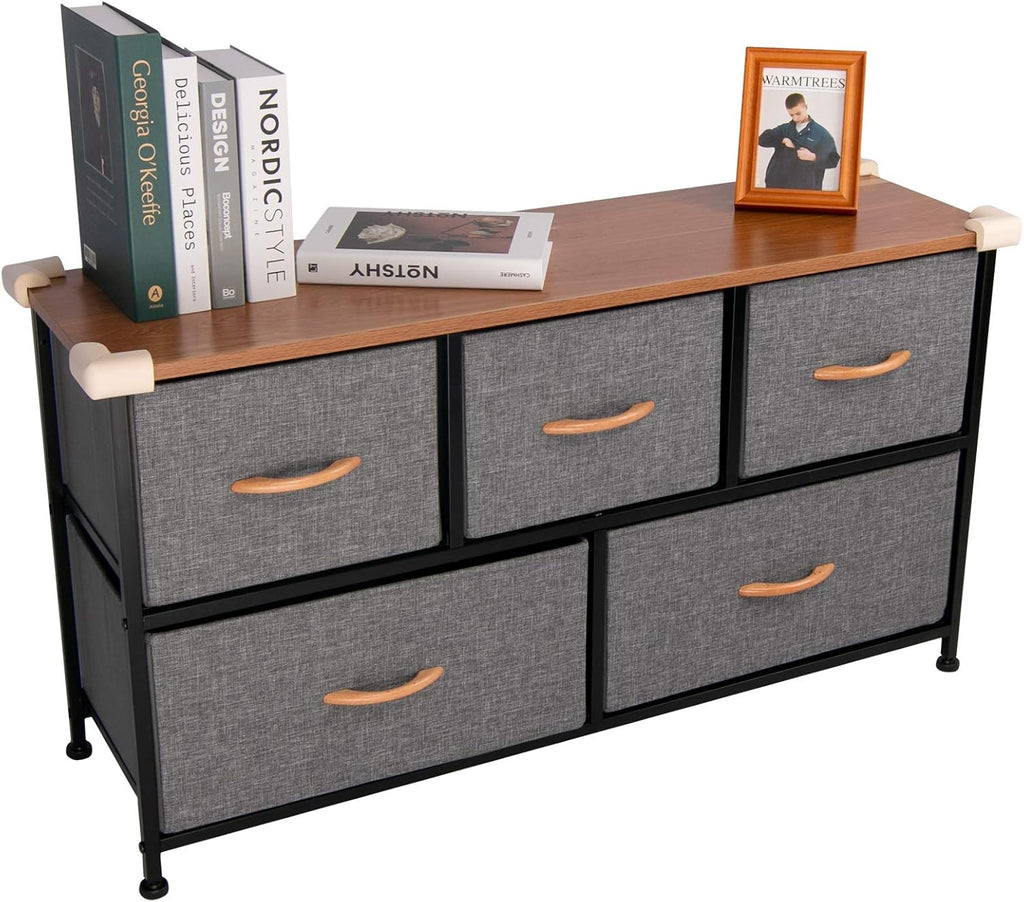 Brown 5-Drawer Storage Cabinet with Steel Frame D168622