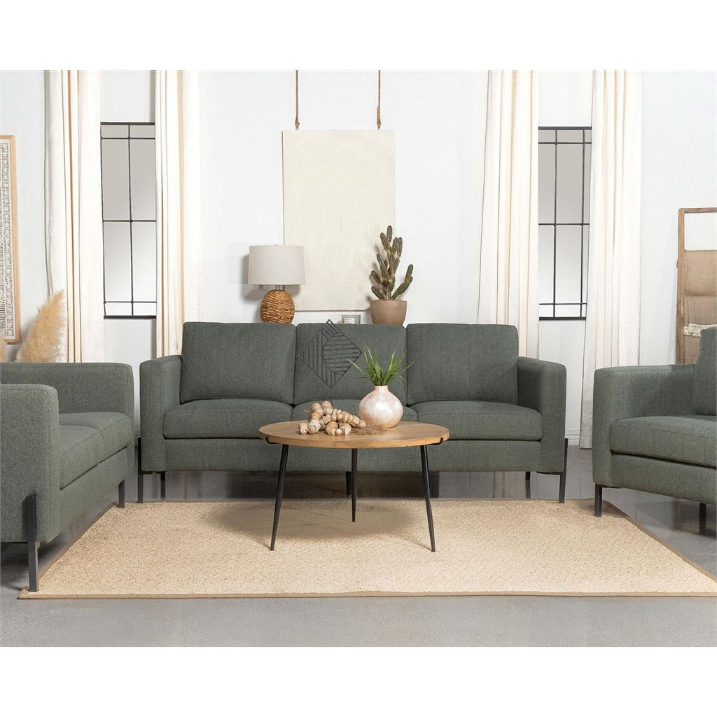 Sage Upholstered Fabric Sofa with Track Arms I3378