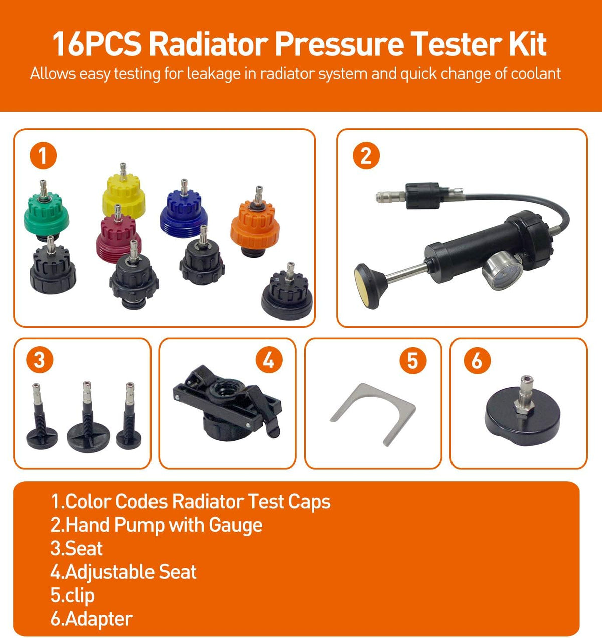 Radiator Pressure Tester Kit, Vacuum Pump Type, Pack of 2 L327298