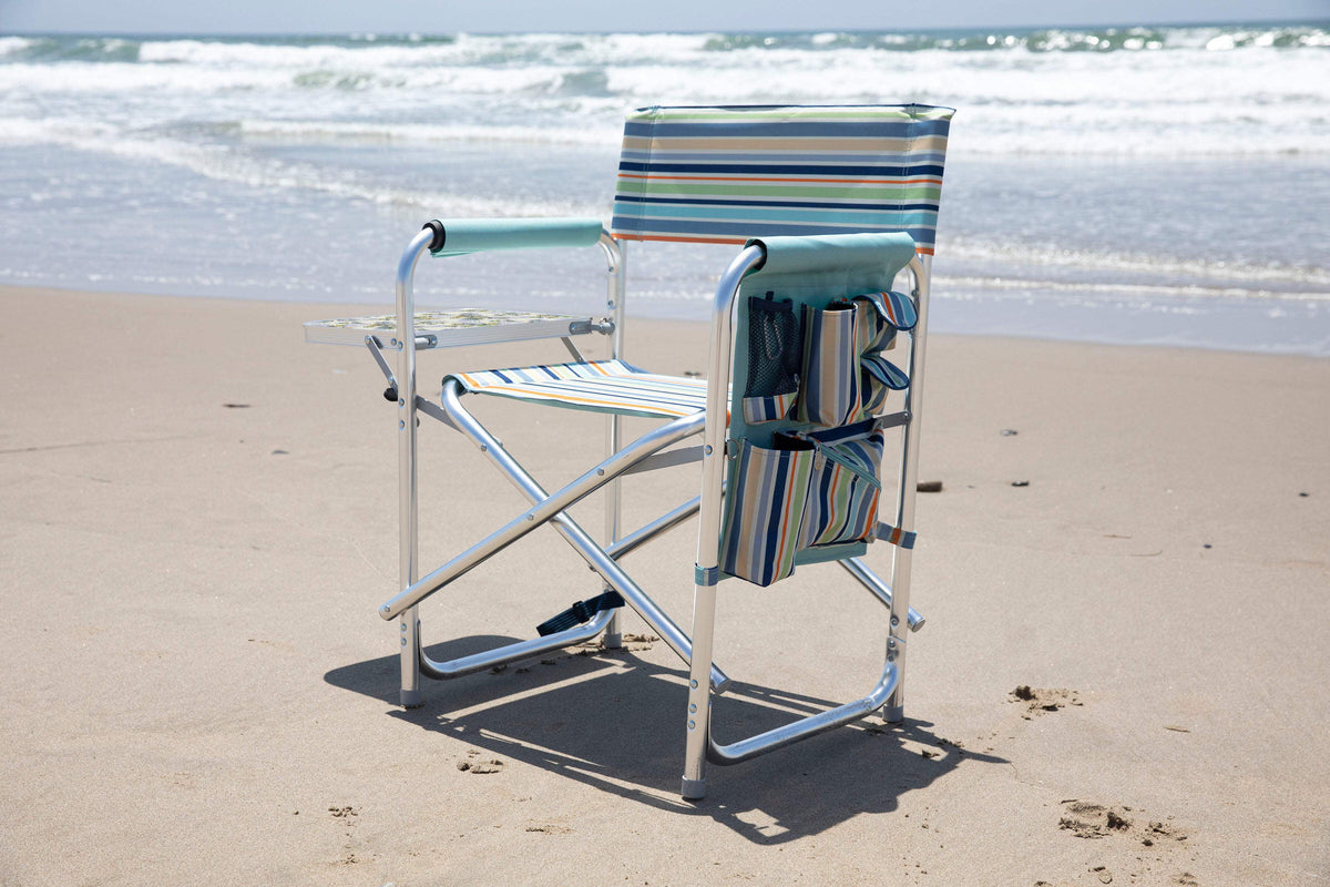 Sky Blue Sports Chair with Multi Stripe Pattern G9415