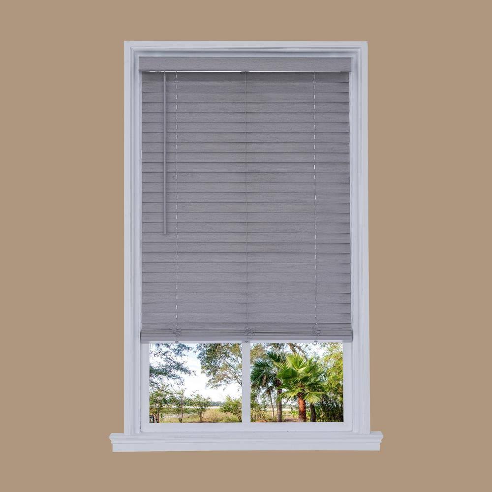 Gray Faux Wood Room Darkening Horizontal Blinds U728