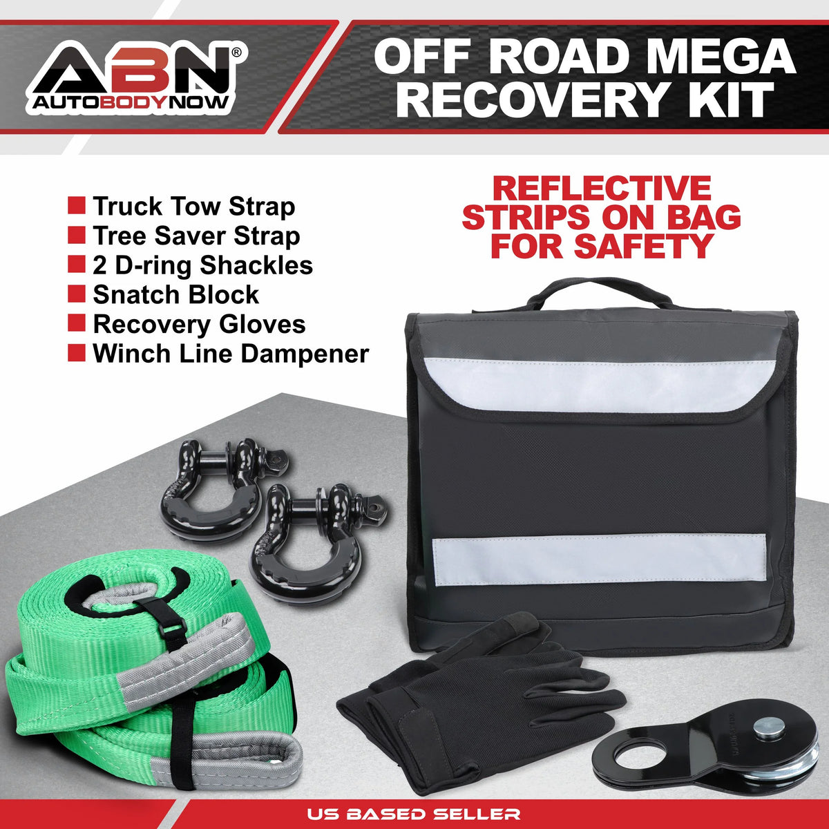 35,000lbs Recovery Tow Strap Kit with Snatch Block O946