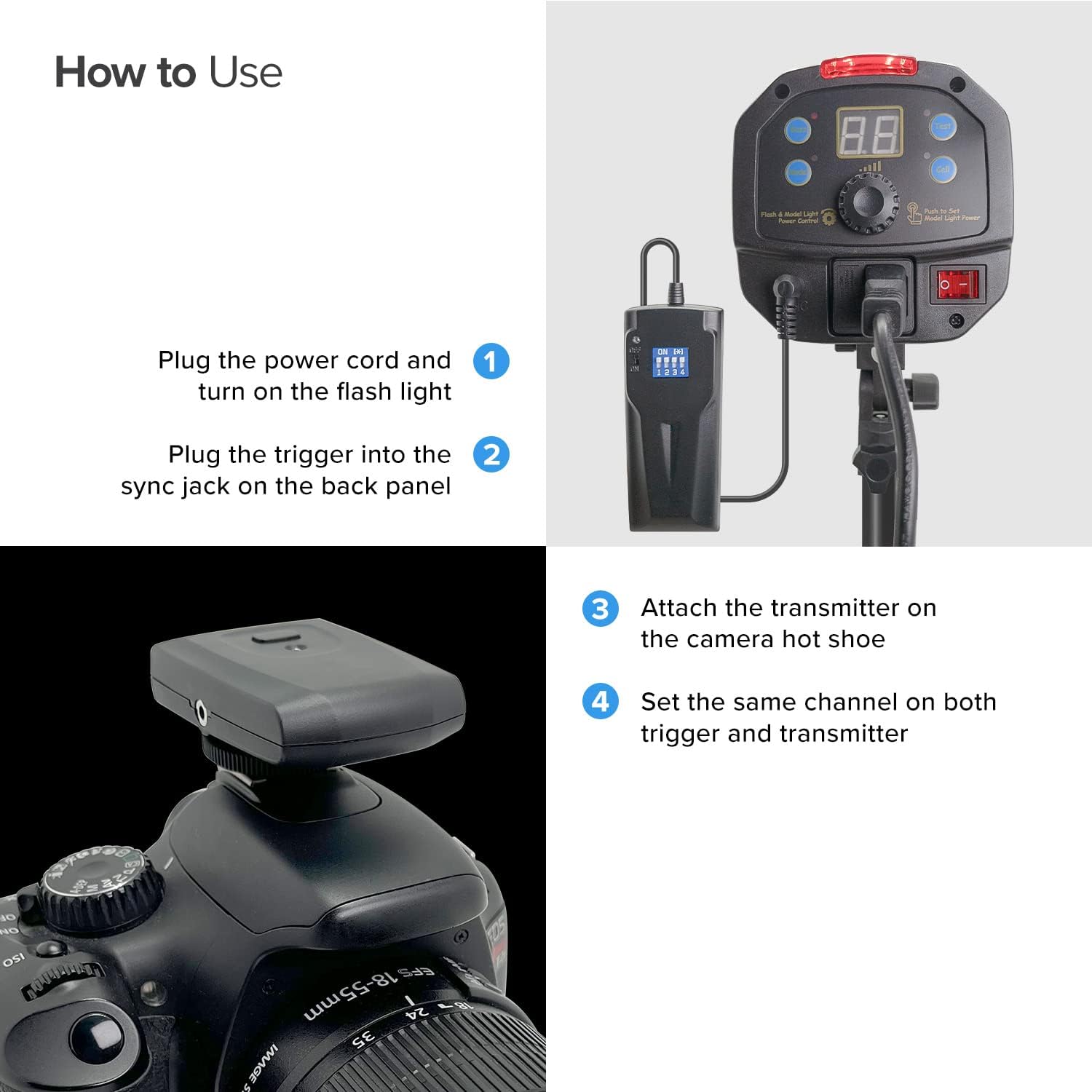 300W 5600K Flash Strobe Monolight with Wireless Trigger & Receiver Kits K866